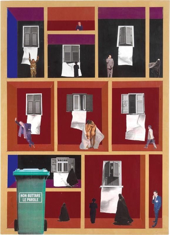 Luciano Ori : Con titolo  (2002)  - Collage su cartoncino - Asta Asta a tempo di Arte Moderna e Contemporanea  - Fabiani Arte