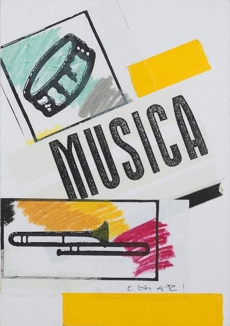 Giuseppe Chiari : Musica  (2000)  - Tecnica mista su cartoncino, - Asta Asta a tempo di Arte Moderna e Contemporanea  - Fabiani Arte