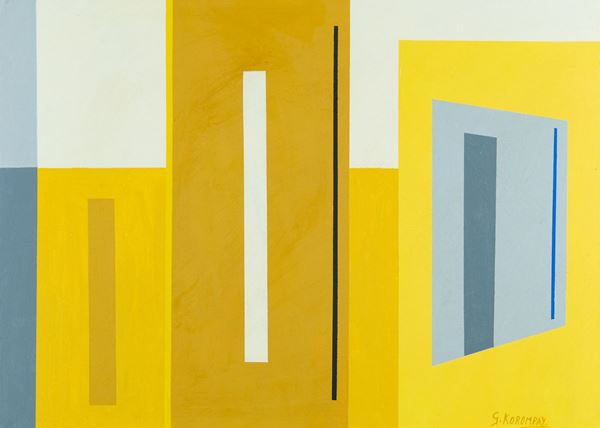 Giovanni Korompay : Fabbrica  (1968)  - Olio su tela - Asta Asta 81 di Arte Moderna e Contemporanea - Fabiani Arte