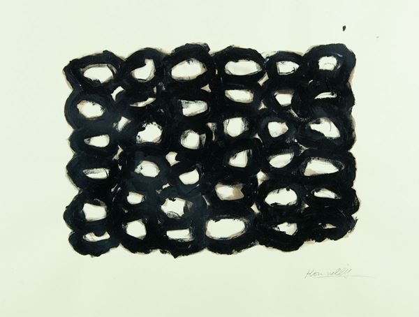 Jannis Kounellis : Senza titolo  - Catrame su carta - Asta Asta 81 di Arte Moderna e Contemporanea - Fabiani Arte