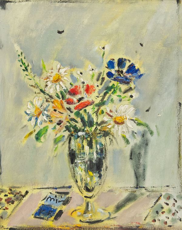 Filippo De Pisis : Vaso di fiori  (1951 c.a)  - Olio su tela - Asta Asta 81 di Arte Moderna e Contemporanea - Fabiani Arte