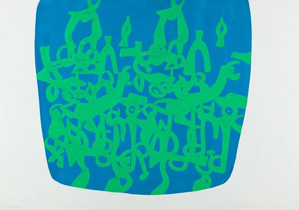 Carla Accardi : Verdi azzurro  (1962)  - Tempera alla caseina su carta intelata - Asta Asta 81 di Arte Moderna e Contemporanea - Fabiani Arte