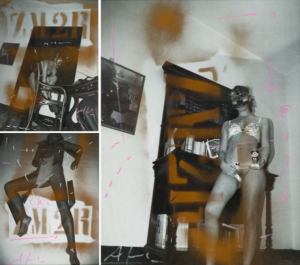 Alex Caminiti : Lotto unico di quattro opere  ( foto ritoccate a mano)  - Asta Asta 81 di Arte Moderna e Contemporanea - Fabiani Arte