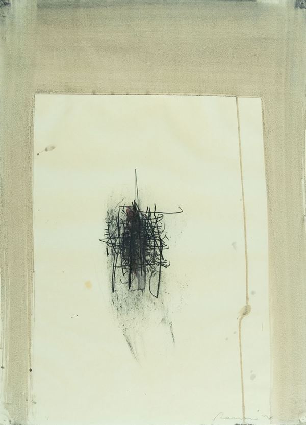 Emilio Scanavino : Senza titolo  (Primi anni 60')  - Tecnica mista su carta - Asta Asta 81 di Arte Moderna e Contemporanea - Fabiani Arte
