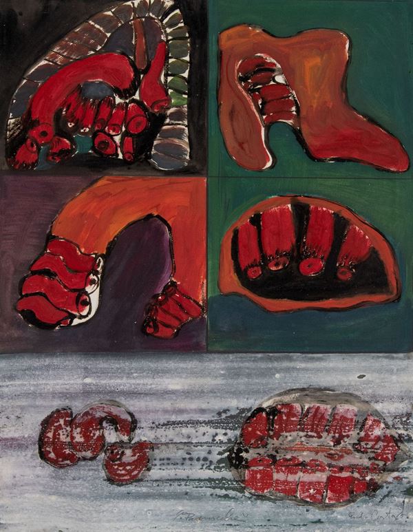 Claudio Costa : Pannocchie  (1965)  - Tecnica mista su cartoncino - Asta Arte Moderna e Contemporanea - Fabiani Arte