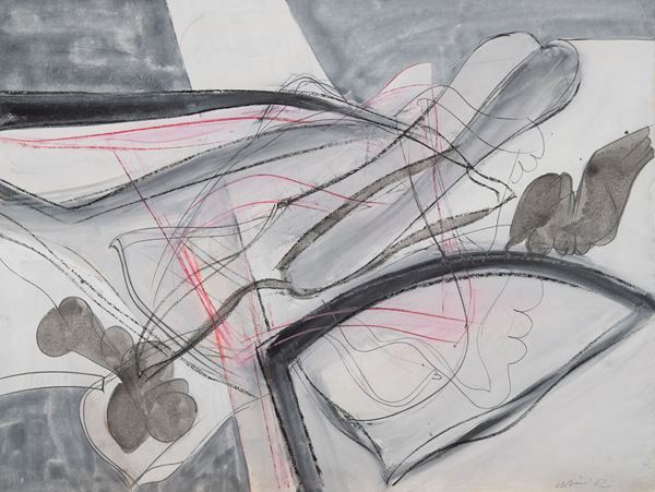 Renato Volpini : Senza titolo  (1962)  - Tecnica mista su cartoncino - Asta Arte Moderna e Contemporanea, '800 - '900 e Grafica Internazionale - Fabiani Arte
