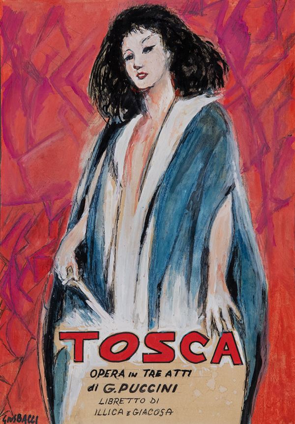 Giuseppe Bacci : Tosca  - Olio e tecnica mista su cartoncino - Asta Asta 86 di Arte Moderna e Contemporanea - Fabiani Arte