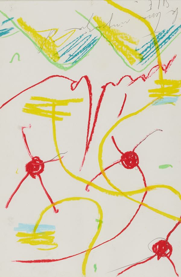 Nicola De Maria : La terra ringrazia il sole  (1989)  - Pastelli su carta - Asta Arte Moderna e Contemporanea - Fabiani Arte