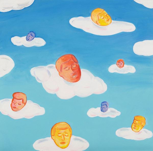 Gianni Cella : Testine fra le nuvole  (2015)  - Olio su tela - Asta Arte Moderna e Contemporanea - Fabiani Arte