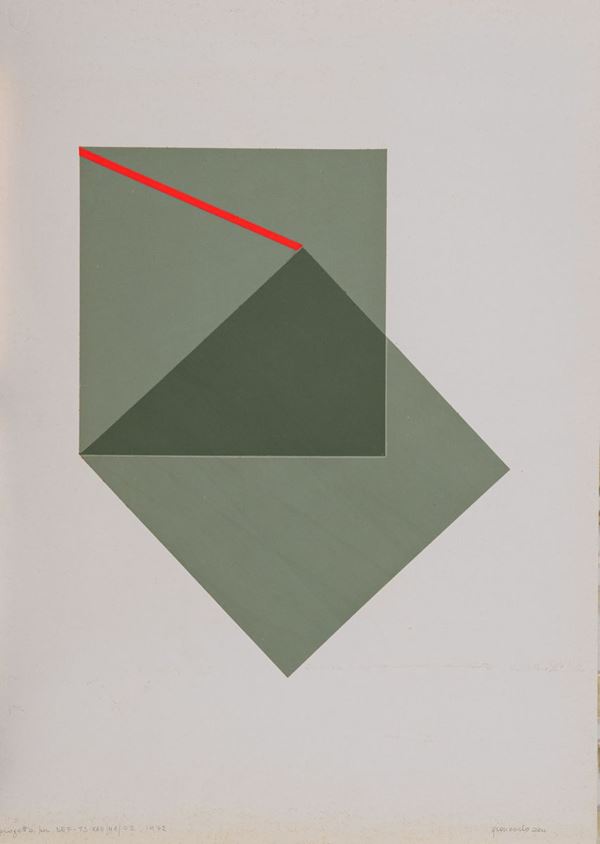 Giancarlo Zen : Progetto  (1972)  - Collage su cartoncino - Asta Arte Moderna e Contemporanea - Fabiani Arte