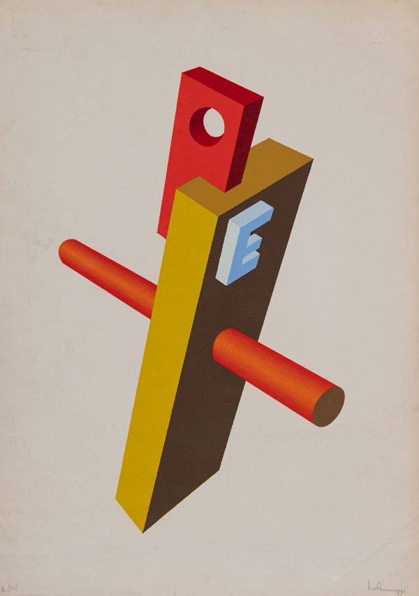 Ivo Pannaggi : Senza titolo  (1950)  - Serigrafia su carta - Asta Arte Moderna e Contemporanea - Fabiani Arte