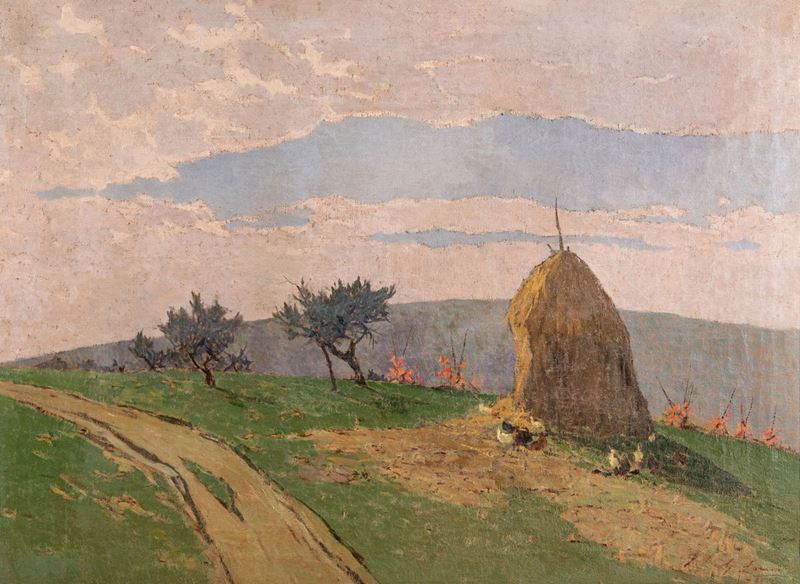Giovanni Lomi - Paesaggio con Pagliaio e Polli