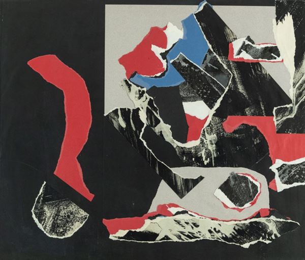 Jack Clemente : Senza titolo  - Collage su cartoncino, - Asta Arte Moderna e Contemporanea, '800 e'900 - Fabiani Arte