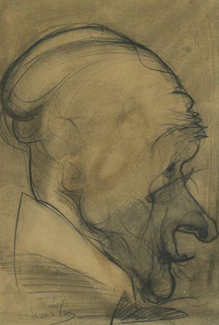 Lorenzo Viani : Il Filosofo  (1929)  - Carboncino su carta, - Asta Asta di Arte Moderna e Contemporanea '800 e '900	 - Fabiani Arte