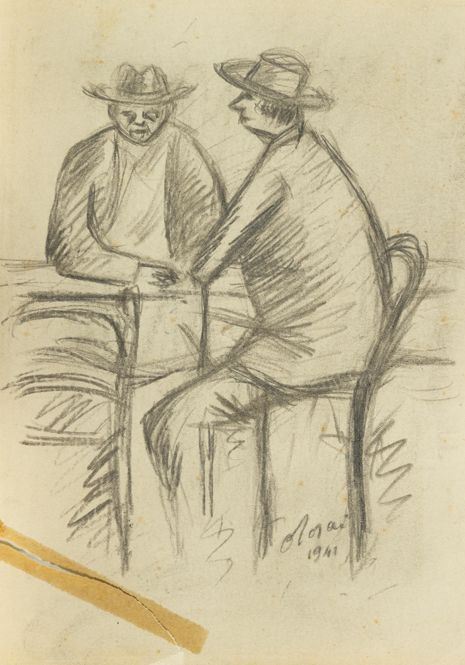Ottone Rosai : 2 Uomini seduti  (1941)  - Matita su carta - Asta Arte Moderna e Contemporanea - Fabiani Arte