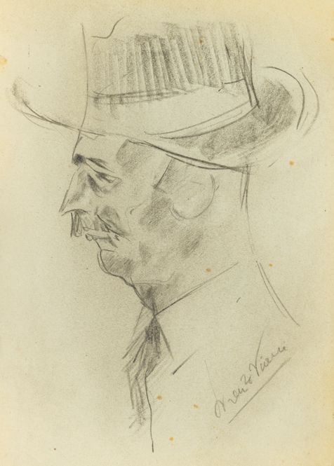 Lorenzo Viani : Ritratto di Garibaldo Alessandrini  (1930)  - Matita su carta - Asta Arte Moderna e Contemporanea - Fabiani Arte