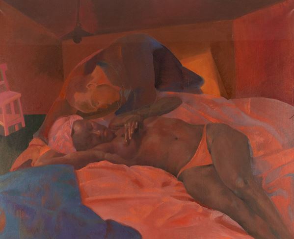 Ugo Attardi : Nudo disteso e figura  (1979)  - Olio su tela, - Asta Arte Moderna e Contemporanea - Fabiani Arte