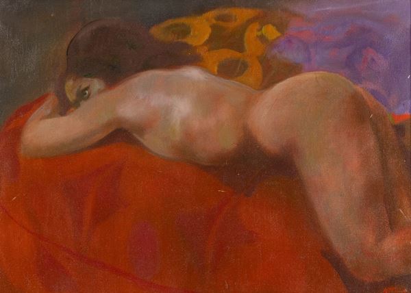 Ugo Attardi : Nudo disteso  (1977)  - Olio su tela, - Asta Arte Moderna e Contemporanea - Fabiani Arte