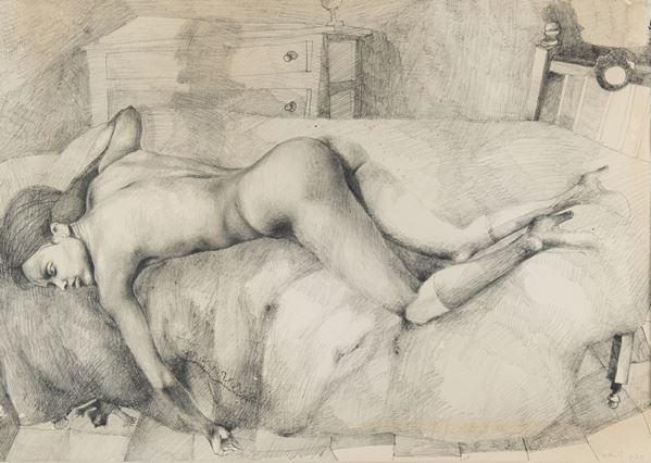 Ugo Attardi : Nudo disteso  (1975)  - Litografia su carta, - Asta Arte Moderna e Contemporanea - Fabiani Arte