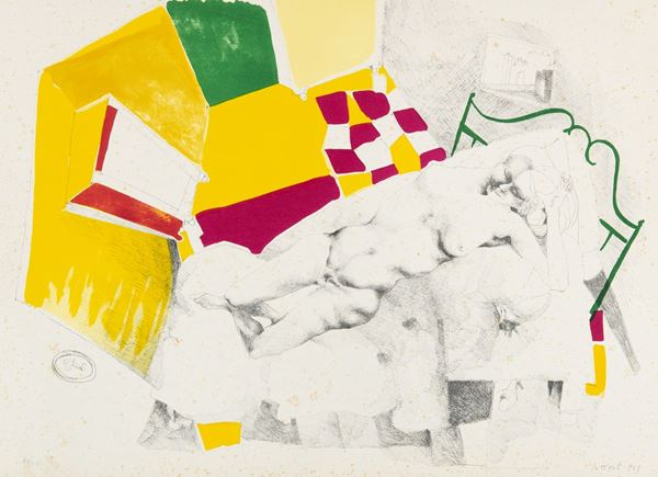 Ugo Attardi : Nudo disteso  (1969)  - Litografia su carta, - Asta Arte Moderna e Contemporanea - Fabiani Arte