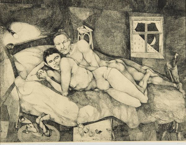 Ugo Attardi : Nudi distesi  (1977)  - Litografia su carta - Asta Arte Moderna e Contemporanea - Fabiani Arte