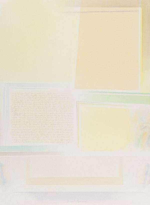 Riccardo Guarneri : Molto costruito con luce gialla  (2007)  - Tecnica mista su carta a mano - Asta Arte Moderna e Contemporanea - Fabiani Arte