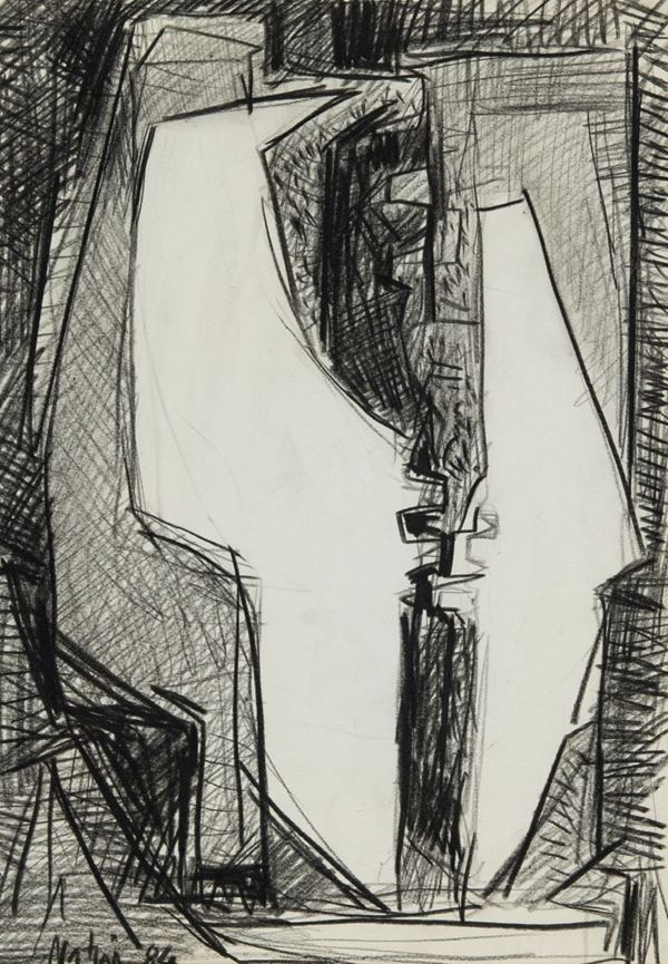 Gualtiero Nativi : Senza titolo  (1984)  - Carboncino su carta - Asta Arte Moderna e Contemporanea - Fabiani Arte
