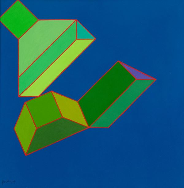 Achille Perilli : La punta viola  (2005)  - Olio su tela - Asta Arte Moderna e Contemporanea - Fabiani Arte