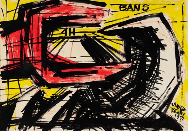 Vinicio Berti : 1H - BAN 5  (1972)  - Olio su cartoncino riportato su tavola - Asta Arte Moderna e Contemporanea - Fabiani Arte