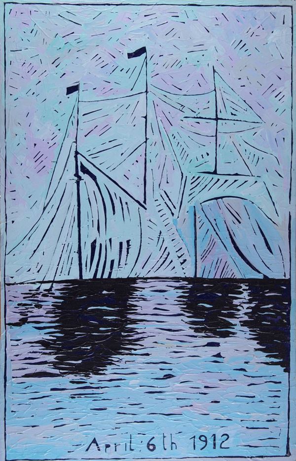 Aldo Mondino : Barca che affonda  (1980)  - Olio su tela - Asta Arte Moderna e Contemporanea - Fabiani Arte