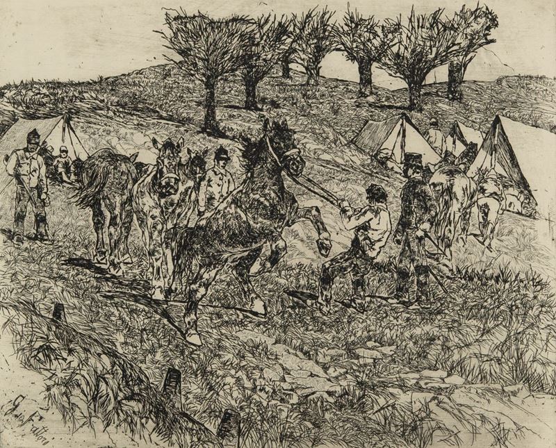 Giovanni Fattori - Cavallo che Si Impenna al Campo