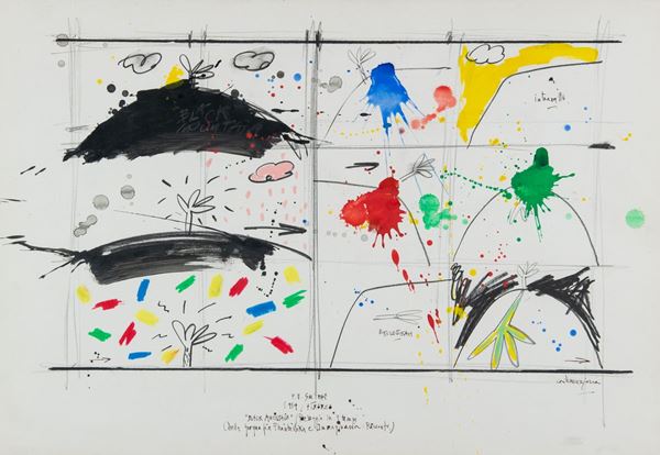 F.J. Smithe : Black mountain - Paesaggio in 9 tempi  (1984)  - Tecnica mista su carta - Asta Arte Moderna e Contemporanea - Fabiani Arte