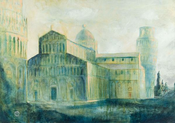 Bruno Magoni : Pisa  (1977)  - Olio su tela - Asta Asta di Arte Moderna e Contemporanea '800 e '900	 - Fabiani Arte