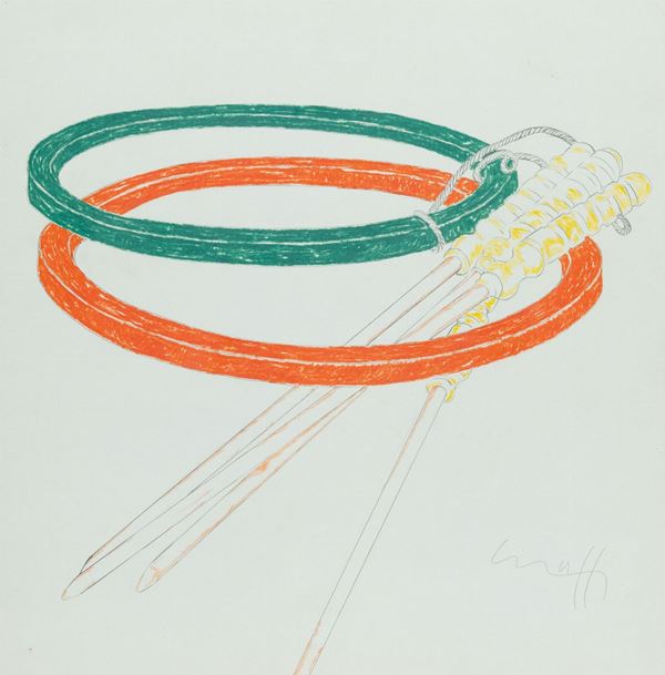 Gianni Ruffi : Anelli  (1968)  - Tecnica mista su carta - Asta Arte Moderna e Contemporanea, '800 e'900 - Fabiani Arte