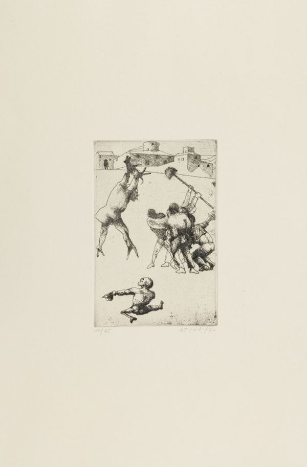 Ugo Attardi : Si fece gran confusione  (1970)  - Acquaforte di cm. 18x12 - Asta Arte Moderna e Contemporanea, '800 e'900 - Fabiani Arte