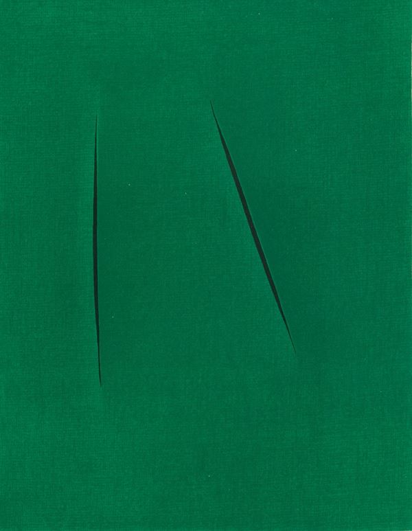 Lucio Fontana : Concetto spaziale  (1975)  - Litografia su cartoncino - Asta Arte Moderna e Contemporanea, '800 e'900 - Fabiani Arte