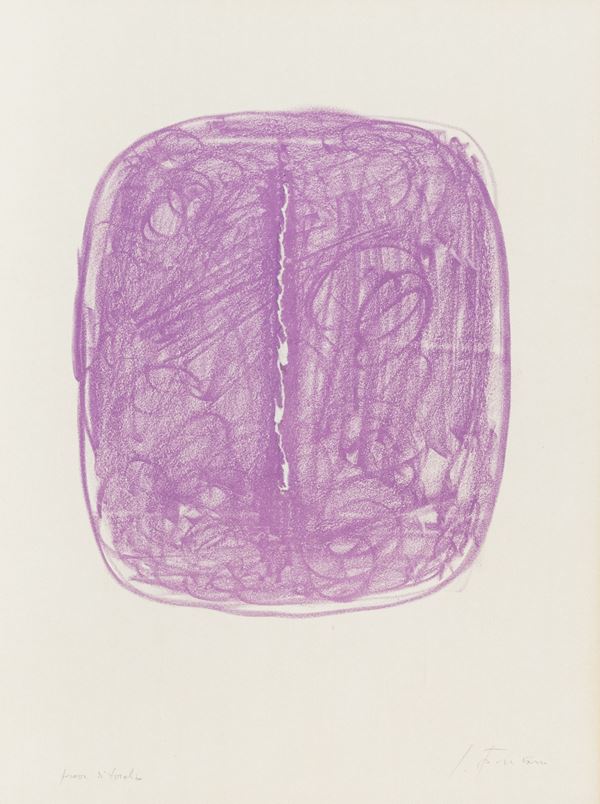 Lucio Fontana : Concetto spaziale L-29  (1967)  - Litografia su cartoncino con intervento manuale dell'Artista - Asta Arte Moderna e Contemporanea, '800 e'900 - Fabiani Arte