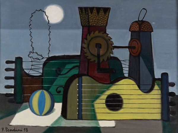 Fulvio Pendini : Senza titolo  (1958)  - Olio su tela - Asta Arte Moderna e Contemporanea, '800 e'900 - Fabiani Arte