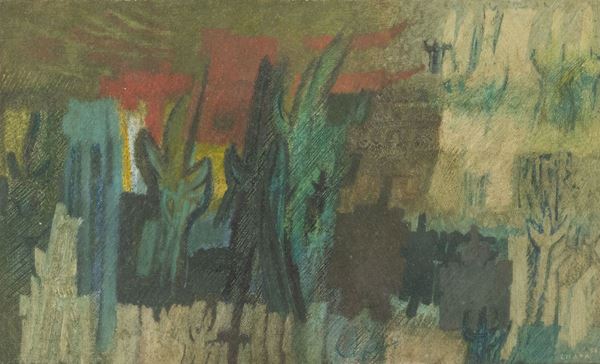 Riccardo Licata : Senza titolo  (1958)  - Olio su tela - Asta Arte Moderna e Contemporanea, '800 e'900 - Fabiani Arte