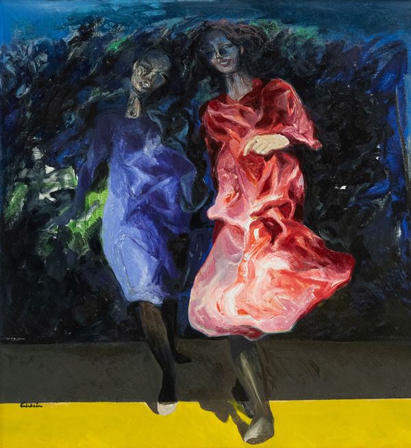 Ennio Calabria : Figure  (1979)  - Olio su tela - Asta Arte Moderna e Contemporanea, '800 e'900 - Fabiani Arte