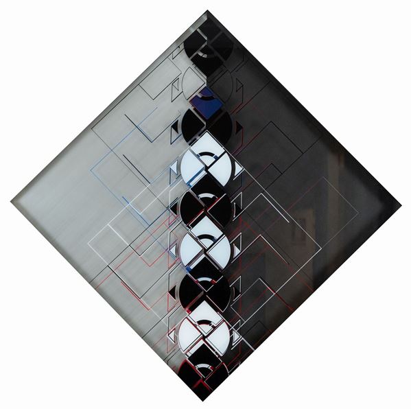 Giovanni Campus : Struttura modulare  (1974)  - Serigrafia e tecnica mista su plexiglas applicato su tavola - Asta Arte Moderna e Contemporanea, '800 e'900 - Fabiani Arte
