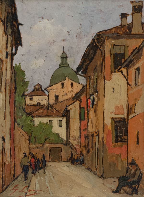 Giovanni Lomi : Vecchia Treviso  (1940 c.a)  - Olio su tavola - Asta Arte Moderna e Contemporanea, '800 e'900 - Fabiani Arte