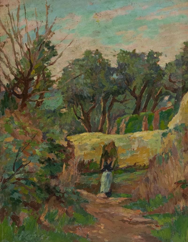 Mario Cocchi - Paesaggio con Contadina