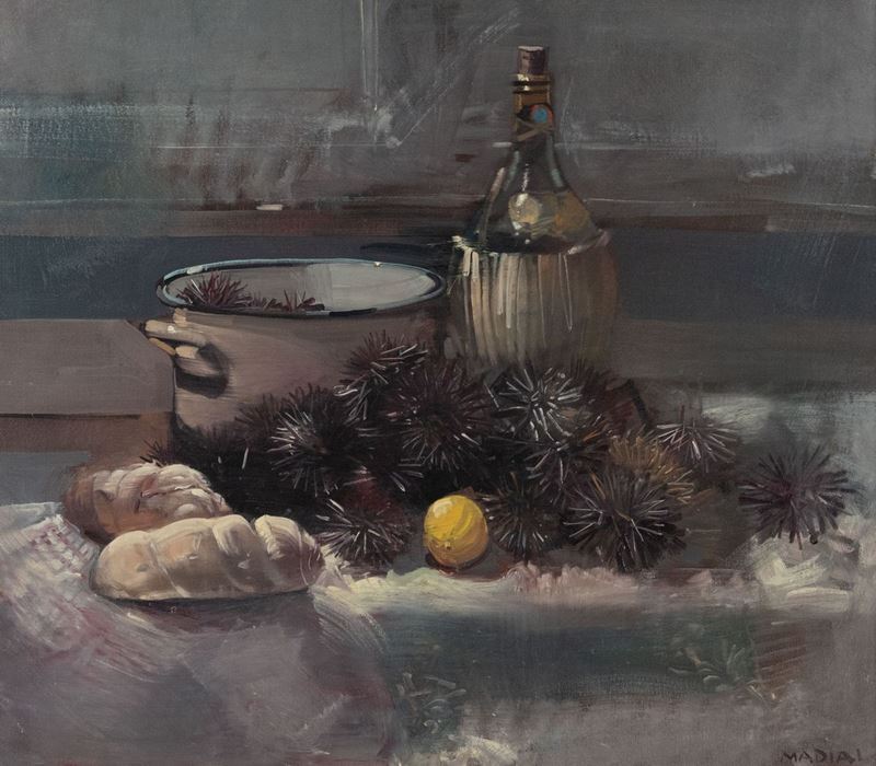 Mario Madiai - Natura Morta con Ricci di Mare