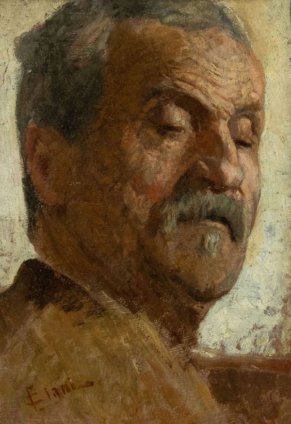 Cesare Ciani : Autoritratto  (1920)  - Olio su tavola - Asta Asta 86 di Arte Moderna e Contemporanea - Fabiani Arte