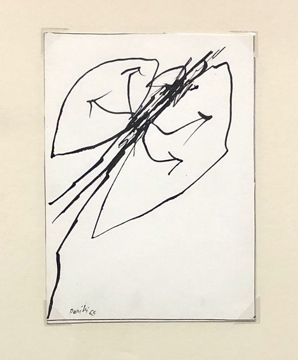 Achille Perilli : Disegno per mutuazioni c4  (1965)  - Inchiostro su cartoncino - Asta Asta 86 di Arte Moderna e Contemporanea - Fabiani Arte