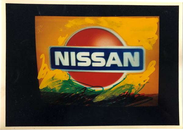Mario Schifano : Nissan  (Anni '90)  - Foto ritoccata a mano - Asta Asta 86 di Arte Moderna e Contemporanea - Fabiani Arte
