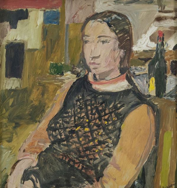 Enzo Faraoni : Figura  (1949)  - Olio su tavola - Asta Asta 86 di Arte Moderna e Contemporanea - Fabiani Arte