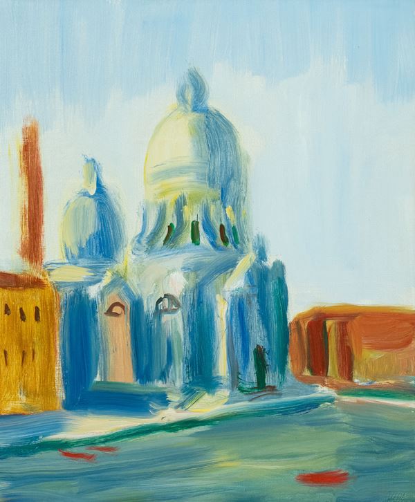Virgilio Guidi : Chiesa della Salute, Venezia  (1971)  - Olio su tela - Asta Asta 86 di Arte Moderna e Contemporanea - Fabiani Arte