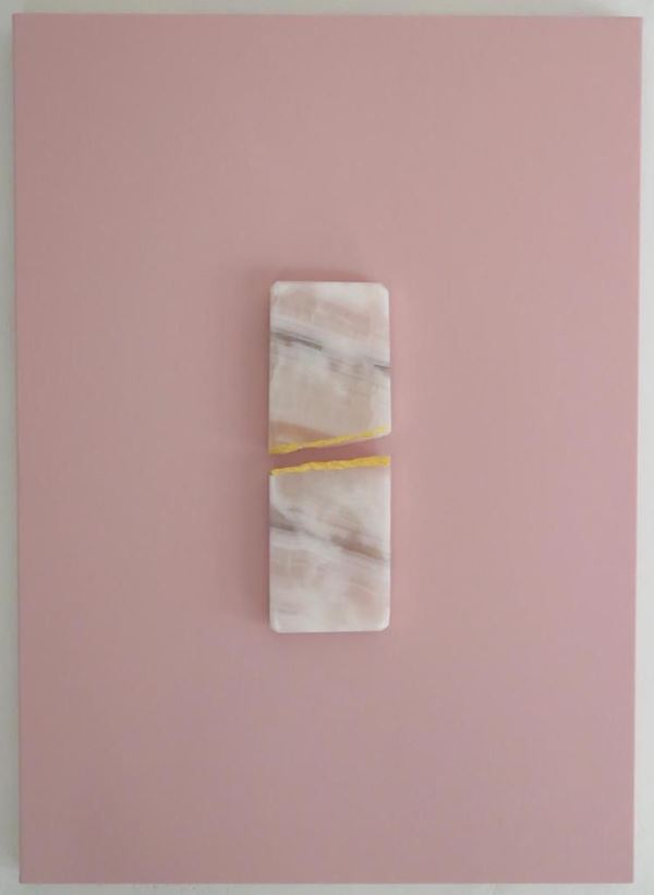 Gioni David Parra : Conceptual XXVI  (2018)  - Acrilico rosa e foglia oro con inserti in onice, su tela, - Asta Asta 86 di Arte Moderna e Contemporanea - Fabiani Arte